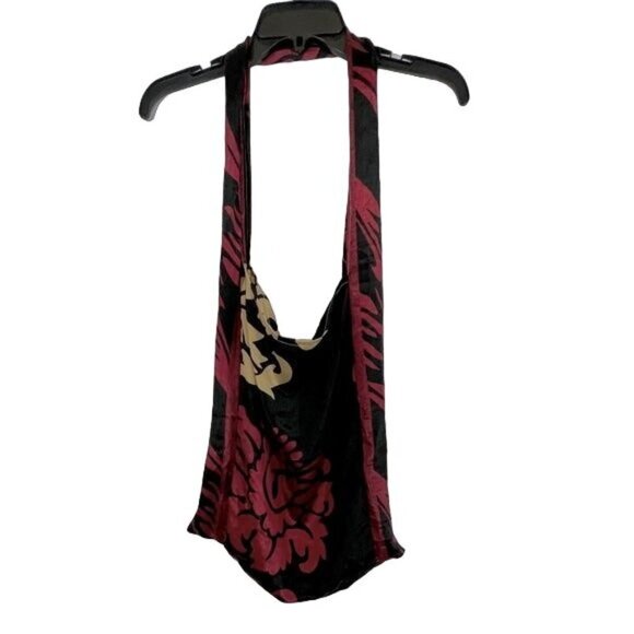 Vintage Handbags - Vintage Beautiful Black Red Silk Shoulder Bag